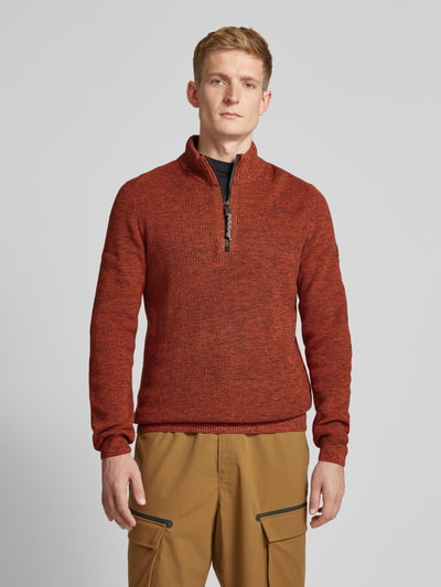 camel active Strickpullover mit gerippten Abschlüssen Dunkelrot 4