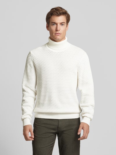 Casual Friday Rollkragenpullover mit Label-Detail Modell 'Karl' Offwhite 4