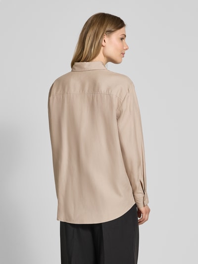 comma Bluse aus Lyocell-Mix mit Hemdblusenkragen Taupe 5