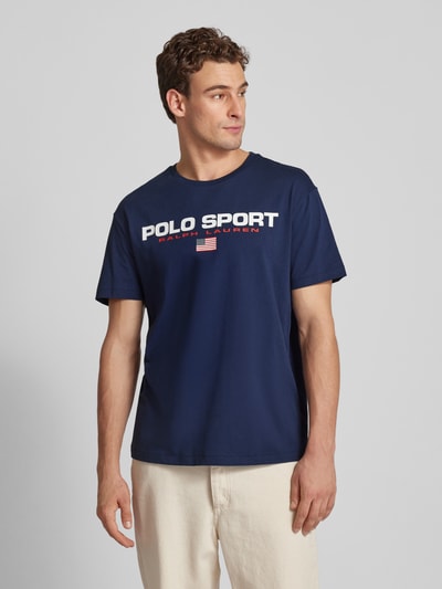 Polo Sport T-shirt z nadrukiem z logo Granatowy 4