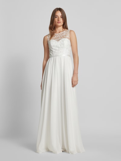 Luxuar Abendkleid mit Spitzenbesatz Offwhite 4