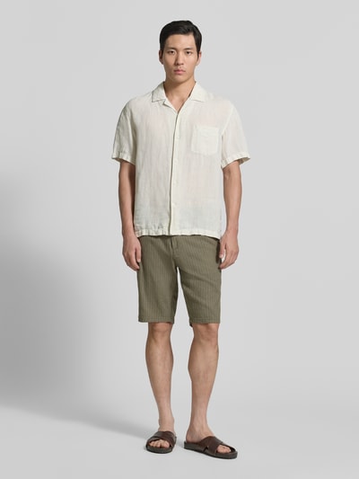 Tom Tailor Regular Fit Leinenshorts aus Leinen-Baumwoll-Mix Oliv 1