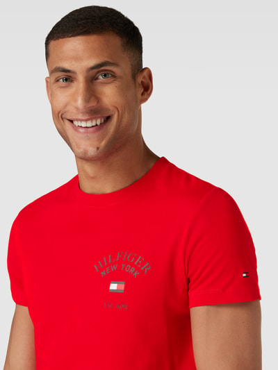 Tommy Hilfiger T-shirt met labelprint Lichtrood - 3