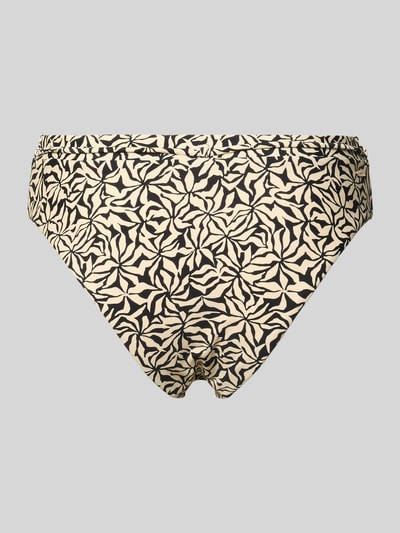 Produktfoto, High Waist Bikini-Slip mit Kordelzug Modell 'Mahry' von Barts für Damen, Schwarz-Beige mit grafischem Muster, Material-Mix mit Stretch-Anteil, Cheeky High-Waist-Fit.