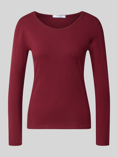 Produktfoto, Longsleeve mit Rundhalsausschnitt Modell 'Mi44laa' von ZABAIONE in Dunkelrot, Baumwoll-Mix mit Stretch, körpernaher Schnitt