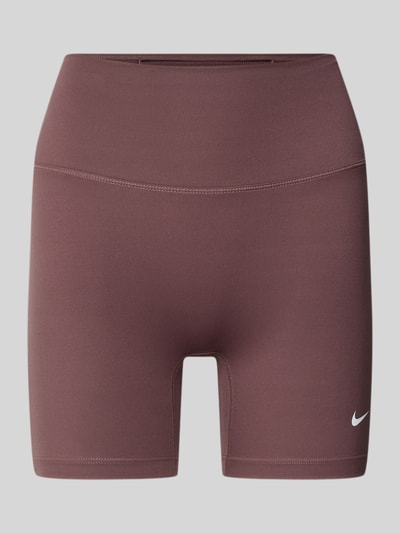 Produktfoto, Radlerhose mit Logo und elastischem Bund von NIKE TRAINING, braun, Material-Mix mit Stretch-Anteil, körpernahe Passform