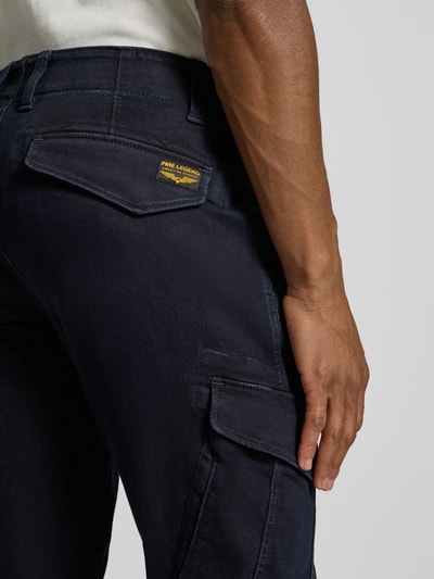 PME Legend Slim fit cargobroek met logoprint, model 'Nordop' Marineblauw - 3