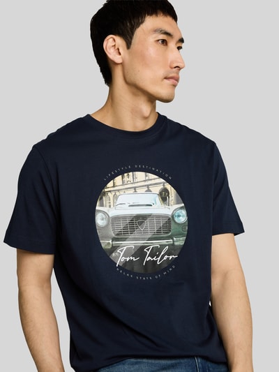 Tom Tailor Regular Fit T-Shirt aus reiner Baumwolle Marine 3