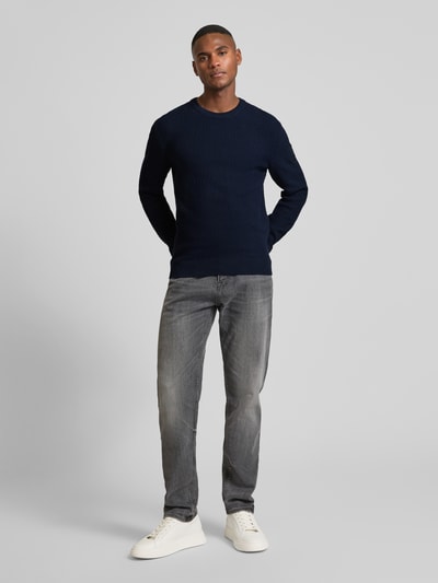 Tom Tailor Regular Fit Strickpullover aus reiner Baumwolle mit Strickmuster Marine 1