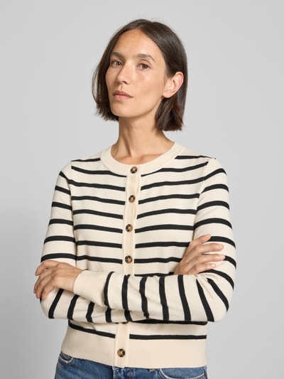 Vero Moda Regular Fit Strickjacke aus Viskose-Mix Modell 'SABA' Offwhite 3