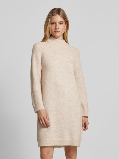 Selected Femme Gebreide jurk met opstaande kraag, model 'LULU' Beige gemêleerd - 4