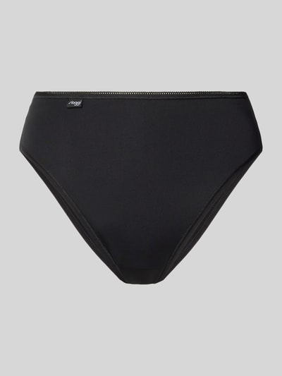 Produktfoto, Slip mit Label-Detail im 3er-Pack von Sloggi, schwarzer Stoff, glatte Textur, dezent glänzend, körpernahe Passform, Material-Mix mit Stretch-Anteil