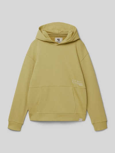 Produktfoto, Hoodie mit Kapuze von Garcia in Gelb aus Reine Baumwolle, Lockerer-Schnitt, Kapuze, Label-Details, Känguru-Tasche, Gerippte-Abschlüsse