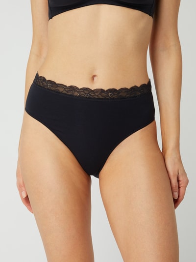 Hanro Slip van single-jersey, model 'Cotton Lace' Zwart - 4