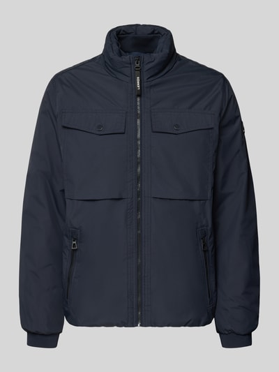 Produktfoto, Jacke mit Stehkragen und Reißverschlusstaschen von LERROS in Dunkelblau, Regular Fit, sichtbare Brusttaschen, glatte Textur