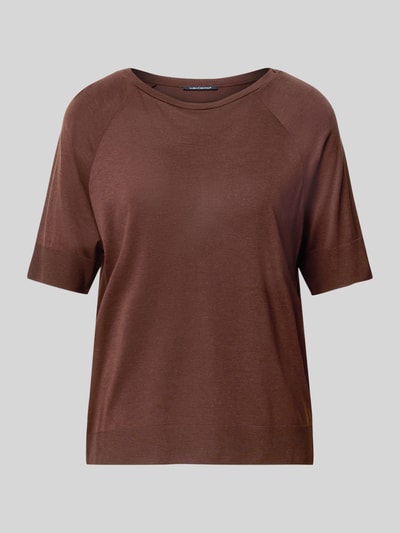 Produktfoto, Shirt aus Lyocell-Mix von Luisa Cerano in Braun, lockere Passform, Rundhalsausschnitt, Raglanärmel, halbärmeliges Design, glatte Textur