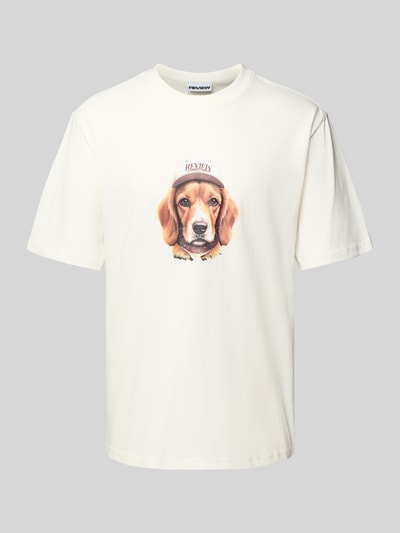 REVIEW T-Shirt mit Label-Print Offwhite 2