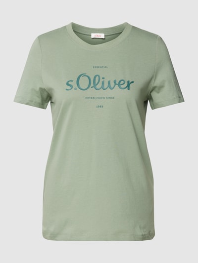 s.Oliver RED LABEL T-shirt z nadrukiem z logo Trzcinowy 2