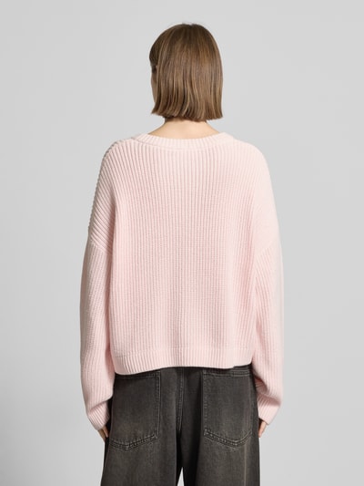 Review Oversized gebreide pullover met ribboorden Rosé - 5