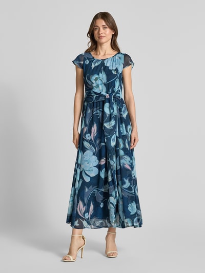 MORE & MORE Maxikleid mit Schlüsselloch-Ausschnitt und Bindegürtel Marine 4