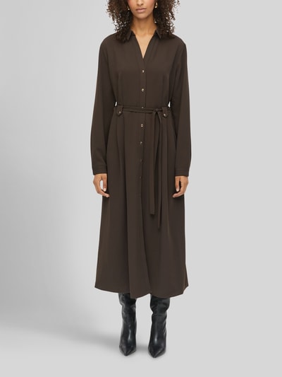 s.Oliver BLACK LABEL Midi-jurk met strikceintuur Donkerbruin - 4