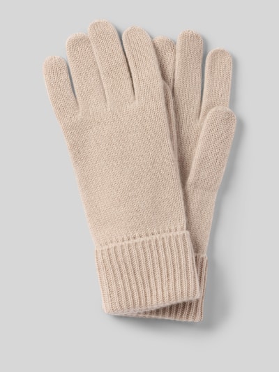 Produktfoto, Handschuhe aus reinem Kaschmir mit gerippten Abschlüssen von Christian Berg Woman in Beige, weiche Textur, Damen Handschuhe