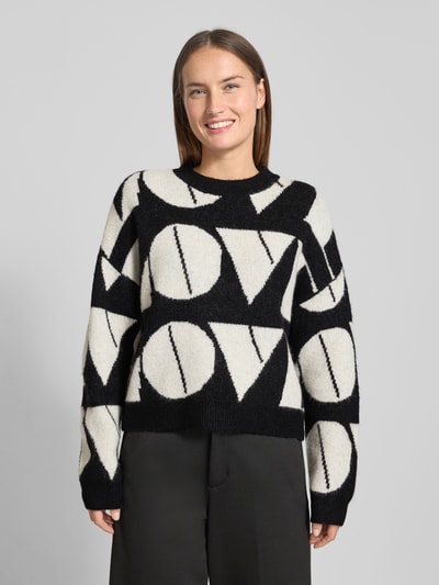 Vero Moda Regular Fit Strickpullover mit Woll-Anteil Modell 'LOVE' Black 4