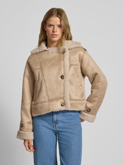 Only Regular fit jack in suèdelook, model 'YLVA' Zand gemêleerd - 4