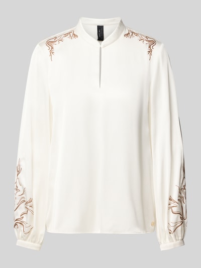 Marc Cain Blouse van viscosemix met druppelvormige hals en stitchings Offwhite - 2