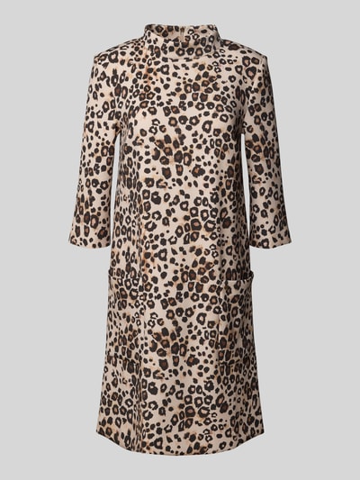 Marc Cain Knielanges Kleid mit Allover-Animal-Print Camel 2