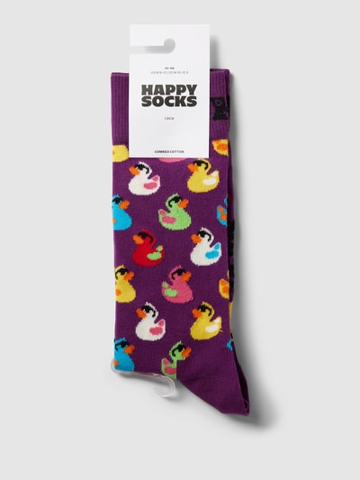 Happy Socks Socken mit Allover-Motiv-Print Modell 'Rubber Duck' Lila 3