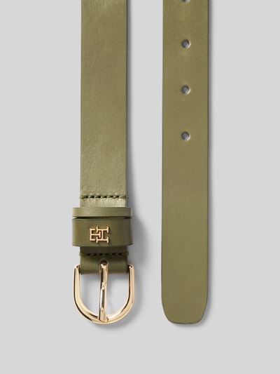 Tommy Hilfiger Pasek skórzany z monogramem z logo Khaki 3