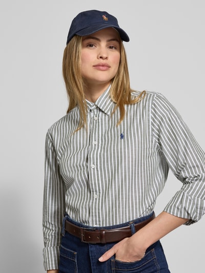 Polo Ralph Lauren Bluzka koszulowa o kroju regular fit z mieszanki bawełny i lnu Oliwkowy 3