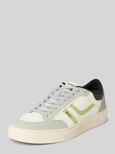 Produktfoto, Low Top Sneaker mit Label-Prägung Modell 'RHYS_TENN_PUMI' von BOSS Orange in Unifarbe, Lederoptik, runde Schuhspitze, strukturierte Sohle, Kunstleder