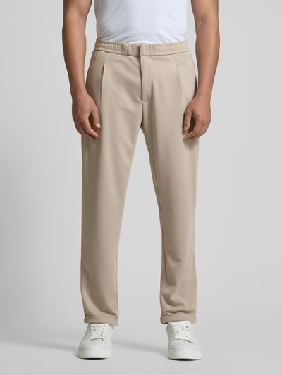 MCNEAL Tapered Fit Bundfaltenhose mit Strukturmuster Ecru 4