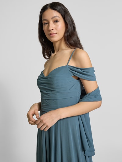Mascara Abendkleid mit Carmen-Ausschnitt und Gehschlitz Schilf 3