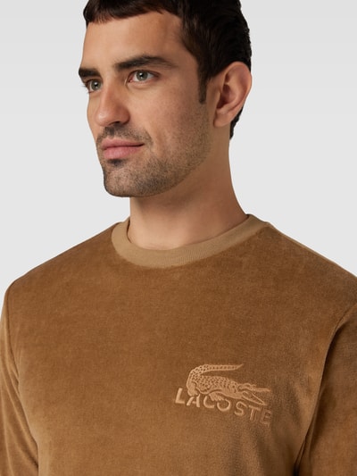 Lacoste Sweatshirt met labelstitching, model 'VELVET COLORAMA' Camel - 3