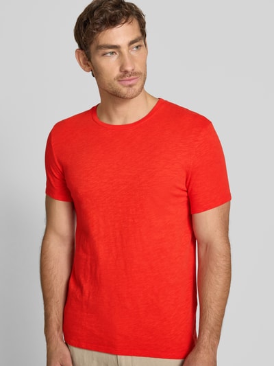 American Vintage T-shirt met geribde ronde hals, model 'BYSAPICK' Rood - 3