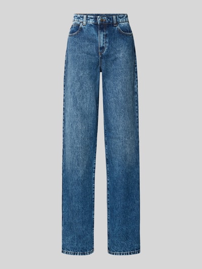 Produktfoto, Straight Fit Jeans aus reiner Baumwolle von Armani, 5-Pocket-Design, blaue Farbe, Emporio Armani, strukturierte Denim-Optik