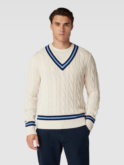 Polo Ralph Lauren Strickpullover mit Zopfmuster Offwhite 4