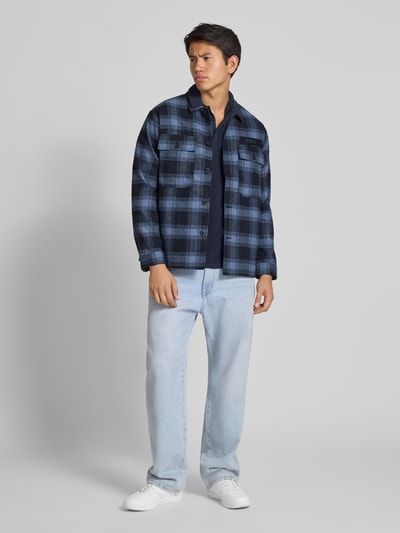 Replay Regular fit overhemdjack met borstzakken Marineblauw - 1