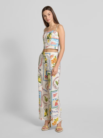 Forever New Stoffen broek van een mix van linnen en viscose in all-over look Wit - 1