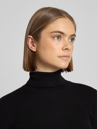 Pieces Slim Fit Rollkragenpullover aus geripptem Viskose-Mix Modell 'MIRA' Black 3