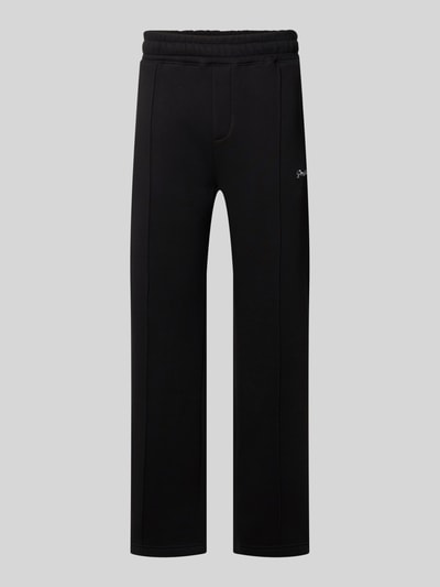 Productfoto, zwarte Loose Fit Sweatpants met Label-Stitching en elastische tailleband van PROHIBITED, katoenmix, rechte pijpen, 80 cm binnenbeenlengte, herenmode.