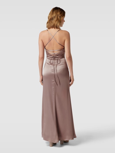 Luxuar Abendkleid mit Wasserfall-Ausschnitt Sand 5