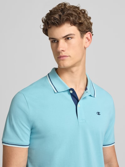 Champion Koszulka polo o kroju slim fit z naszywanym logo Jasnoniebieski 3