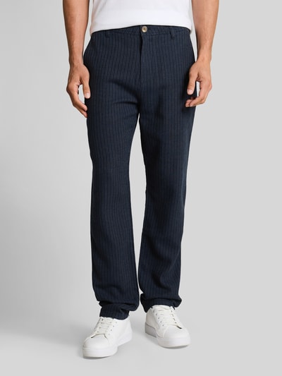 Tom Tailor Regular Fit Chino aus Leinen-Baumwolle-Mix Dunkelblau 4