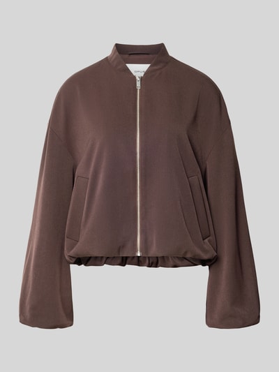 Produktfoto, brązowa Jacke mit Reißverschluss Modell 'Janica' von OPUS, materiał z domieszką wiskozy, krój regular fit, stójka