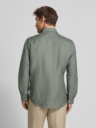 Jake*s Slim Fit Freizeithemd aus Leinen-Baumwoll-Mix Dunkelgruen 5