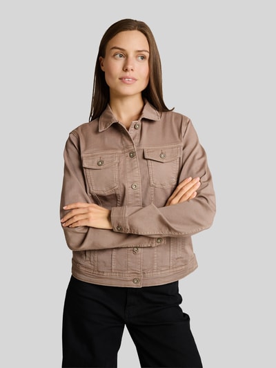 Tom Tailor regular fit jeansjack van katoenmix Taupe - 4